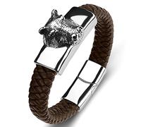 Gifts for Men Charm Bracelet Boy, Bangle for Men Tiger Men's Bracelet Engraved Bracelet Stainless Steel with Magnetic Clasp