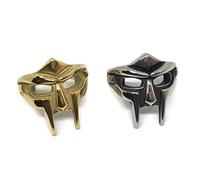 Gifts From The Crypt MF DOOM - Anillo de máscara inspirado en el gladiador plateado de acero inoxidable, unisex, banda de declaración Hip Hop Rapper Dr, XS - XXL, Metal no precioso, Sin piedras preciosas