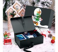 GIFTSAY Cajas magnéticas de regalo de Navidad para regalos, 32,2 x 20,3 x 11,4 cm, cajas de Navidad de lujo verde oscuro con tapas para regalos, caja de regalo de papel grande para envolver regalos de