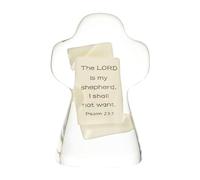 GiftsOGifts Salmo 23:1 - Cruz de pie de resina transparente, decoración de versículo bíblico The Lord is My Shepherd, 3 pulgadas
