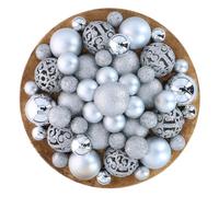 Giftsome Bolas de Navidad Plateadas - 101 Adornos Navidad Plástico - Incl. Pico Plata - Decoración Navidad - para Uso en Interiores y al Aire Libre - Ø3/ 4/6 CM