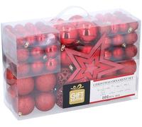 Giftsome Bolas de Navidad Rojas - 101 Bolas Navidad - Adornos Arbol Navidad Plastico - para Uso en Exteriores e Interiores - Adornos Navideños - Ø3/ 4/6 Centímetros