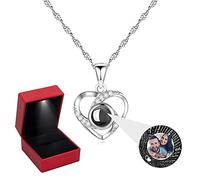 GiftStore Collar Personalizado de Proyección de Fotos Plata de Ley 925 - 100 Idiomas Te Quiero Colgante para Mujer - Regalos de Joyería para Abuela, Mamá, Hija, Esposa