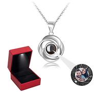 GiftStore Collar Personalizado de Proyección de Fotos Plata de Ley 925 - 100 Idiomas Te Quiero Colgante para Mujer - Regalos de Joyería para Abuela, Mamá, Hija, Esposa