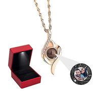 GiftStore Collar Personalizado de proyección de Fotos Plata de Ley 925 Collar de Foto 100 Idiomas TE Quiero Colgante de para Mujer Collar De ProyeccióN Regalos De JoyeríA para Abuela,Mamá,Hija,Esposa