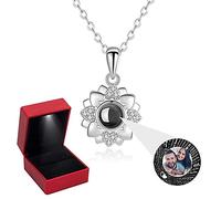 GiftStore Collar Personalizado de proyección de Fotos Plata de Ley 925 Collar de Foto 100 Idiomas TE Quiero Colgante de para Mujer Collar De ProyeccióN Regalos De JoyeríA para Abuela,Mamá,Hija,Esposa