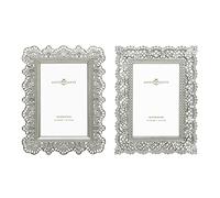 GIFTY GIFTY Juego de 2 mini marcos de encaje, 2 x 3 pulgadas, para exhibición de mesa, perfecto para decoración del hogar, boda, graduación o fotos de hitos (plateado)