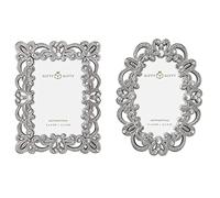 GIFTY GIFTY Juego de 2 mini marcos plateados vintage de 2 x 3 pulgadas, para exhibición de mesa, perfecto para decoración del hogar, Navidad, boda, graduación o fotos de hitos con caja de regalo