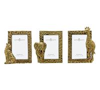 GIFTY GIFTY Safari Animals - Juego de 3 mini marcos de 2 x 3 pulgadas, para exhibición de mesa, perfecto para decoración del hogar, boda, graduación o fotos de hitos (dorado)