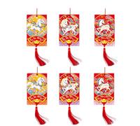 gifyym Adornos de Año Nuevo Chino | 6 Piezas Rojo Vietnamita 2026,Decoraciones De Fiesta Rojo Y Oro Del Festival De Primavera | Para Casa Oficina Portal Árbol Pared Ventana Estante Fiesta
