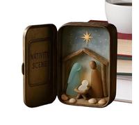 gifyym Belén | Decoración cristiana para el hogar con madera flotante - Figuras de belén en una caja como decoración navideña | Para decoración del hogar Escritorio Dormitorio Sala de estar Oficina