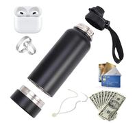 gifyym Botella de agua aislada de 720 ml, termo seguro con compartimento oculto para objetos de, almacenamiento para dinero en efectivo y llaves, tapa ajustable con organizador de píldoras, botella