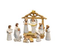 gifyym Conjunto de escena de Belén de Navidad | Figuras de historia del pesebre - piezas de cuna con mangier ligero | Cunas con luz | Decoraciones y figuras navideñas cristianas
