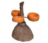 Gifyym Cuenco de caramelos de Halloween,Cuenco de aperitivos de calabaza y escoba - Bandeja decorativa de caramelos de Halloween, expositor de vajilla para decoraciones de fiesta