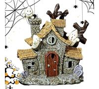 gifyym Figura de casa espeluznante | Casa embrujada iluminada de resina, 13,5 cm, estatua iluminada para escritorio, decoración de celebración en el hogar