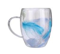 gifyym In Isolante - Vasos de café de doble pared de 350 ml | De café transparente con mango (resistente al calor, anticondensación) | Para bebidas calientes y frías, té, leche, café expreso