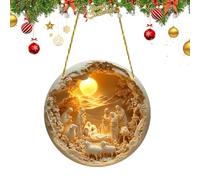 gifyym Navideños para Belén - 2 Colgantes Planos De Acrílico 2D para Nacimiento De Jesucristo | Decoración De Árbol Cristiano Acrílico 2D | Colgante De Belén De Recuerdo para Decoración Relig