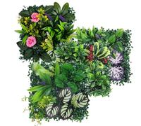 gifyym Paneles de pared para plantas, 4 unidades de setos artificiales, fondo decorativo, 25 x 25 cm, paneles de pared de hierba realistas, para exterior e interior, balcón, jardín, patio trasero