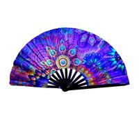 Gifyym plegable ventilador UV Glow Fan - Amplio bambú plegable Clack Hand Fan | Portable Dance Fan for Women & Men | Belly Dance Silk Fan - Festival & Home Decorations
