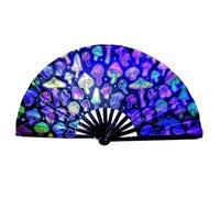 Gifyym plegable ventilador UV Glow Fan - Amplio bambú plegable Clack Hand Fan | Portable Dance Fan for Women & Men | Belly Dance Silk Fan - Festival & Home Decorations