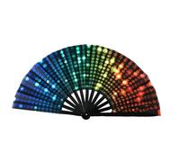 Gifyym plegable ventilador UV Glow Fan - Amplio bambú plegable Clack Hand Fan | Portable Dance Fan for Women & Men | Belly Dance Silk Fan - Festival & Home Decorations