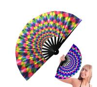 Gifyym plegable ventilador UV Glow Fan - Amplio bambú plegable Clack Hand Fan | Portable Dance Fan for Women & Men | Belly Dance Silk Fan - Festival & Home Decorations