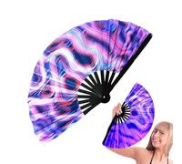 Gifyym plegable ventilador UV Glow Fan - Amplio bambú plegable Clack Hand Fan | Portable Dance Fan for Women & Men | Belly Dance Silk Fan - Festival & Home Decorations