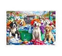 gifyym Puzles para perros para adultos - diseño de lavandería para perros - 1000 piezas para adultos con letras en la parte posterior, para miembros mayores de la familia tanto