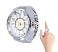 gifyym Reloj de anillo, reloj simple con función de luz integrada, versátil reloj de joyería de dedo en oro y plata, construcción única de aleación y vidrio, para cumpleaños, Plata número 2, Refer to