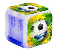 gifyym Reloj despertador para niños, reloj despertador de fútbol, temporizador LED para despertar para niños, temporizador digital con temática de fútbol para niños, decoración divertida y funcional