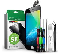 GIGA Fixxoo Juego de Pantalla Compatible con iPhone SE 2020 | Negro | Kit de reparación premontado Completo con cámara Frontal y Kit de Herramientas | Pantalla Retina LCD con Pantalla táctil