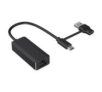 Gigabit Network Adapter, Ethernet Adapter, Portable Cable Converter, No Driver Required, Type-C and USB, High-Speed for Laptops, Streaming, Double Interface