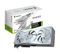 GIGABYTE AORUS GeForce RTX 5080 Master Ice 16G Tarjeta Gráfica - 16GB GDDR7, 256 bits, PCI-E 5.0, 2805MHz Core Clock, 3 x DP 2.1a, 1 x HDMI 2.1b, NVIDIA DLSS 4, GV-N5080AORUSM ICE-16GD