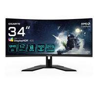 GIGABYTE G34WQCP Monitor Gaming Curvo UWQHD de 34" - 3440 x 1440, 1500R, 180Hz, 1ms, 350 cd/m², AMD FreeSync Premium, DisplayHDR 400, HDMI 2.0, DisplayPort 1.4
