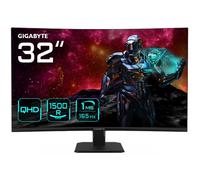 GIGABYTE GS32QC 31.5" Monitor de Juego Curvo QHD - 2560 x 1440, 1500R, 165Hz, 1ms, 300 cd/m², FreeSync Premium, HDR Ready, HDMI 2.0, Displayport 1.4