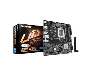 GIGABYTE Placa Base H610M D3W WIFI6 Intel LGA 1700 Micro ATX, soporta procesadores Intel de 14ª/13ª/12ª generación, Fase de alimentación 5+1+1, DDR5, 1x M.2, PCIe 4.0 x16, USB 3.2 Gen 1, WIFI6, GbE