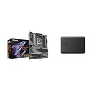 GIGABYTE X670 AORUS Elite ATX Placa Base - AMD X670, DDR5, PCIe 5.0, WiFi 6E, 5 años de garantía y Disco Duro Externo portátil Toshiba Canvio Basics 1TB USB 3.0, Negro - HDTB510XK3AA