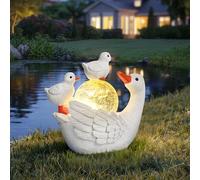 GIGALUMI Adornos solares para jardín con Forma de Ganso, para Exterior, Regalos para mamás y Mujeres; decoración Solar Impermeable con Forma de Ganso para porches, Jardines, Patios y Jardines