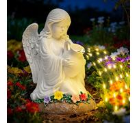 GIGALUMI Adornos solares Solar Angel para jardín, para Exterior,Regalos para mamá y Mujeres, decoración de ángel Impermeable con 35 LED para Patio, jardín, césped y balcón