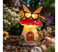 GIGALUMI Casitas de Setas solares con Forma de Mariposa,Adornos de jardín con Casitas de Hadas para Exteriores, Regalos para mamá,decoración de jardín Impermeable con Forma de Seta para el jardín