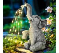 GIGALUMI Estatua de Elefante decoración de jardín Figura Elefante de riego Luces LED con energía Solar, Regalos para Mujeres, Regalos de cumpleaños para Mujeres, decoración de Elefantes para terraza,