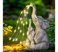GIGALUMI Estatuas solares de jardín abrazan Luces de Elefante para Exteriores, Patio, decoración de jardín, mamá, para Mujeres, decoración de Elefante para Patio