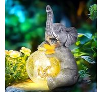 GIGALUMI Estatuas solares de jardín con Forma de Globo de Cristal, Figuras de Elefante, Luces para Exteriores, Patio, decoración de jardín, mamá, para Mujeres, decoración de