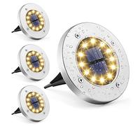 GIGALUMI Lámpara Solar Para el suelo 12 LED 4-Paquete Luces Solares Exterior Jardin Impermeable Iluminacion Exterior Solar Lámpara Patio, Entrada de Garaje, Césped - Blanco Cálido