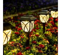 GIGALUMI Luces solares para caminos al aire libre, paquete de 6 luces solares LED de jardín, luces solares decorativas para exteriores, para patio, paisaje, pasarela (blanco cálido)