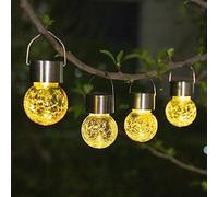 GIGALUMI Luces Solares Colgantes para Exteriores - Decoración de Navidad, Vidrio Agrietado, Impermeables para Jardín, Patio y Valla - Paquete de 4