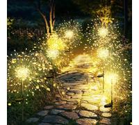 GIGALUMI Luces solares de jardín con energía solar, 120 LED, 6 piezas, luz Starburst, impermeable, para patio, césped, fiestas, decoración para bodas (blanco cálido)
