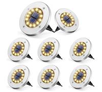 GIGALUMI Luces solares de suelo, 12 LED, paquete de 8 luces en el suelo, luces solares para camino, terraza, lámpara de paisaje para césped, patio, piscina y patio (blanco cálido)