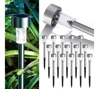 GIGALUMI Luces solares para el jardín, camino de luces LED para exteriores, de acero inoxidable, 16 unidades, blanco