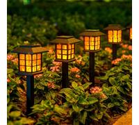 GIGALUMI Luces solares para jardín al aire libre, paquete de 12 luces solares de llama parpadeante para exteriores, impermeables, para jardín, paisaje, camino, patio, encendido/apagado automático